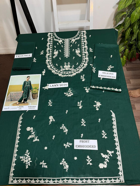 LAAM Lawn 2peace fully embroider shirt with plan trouser