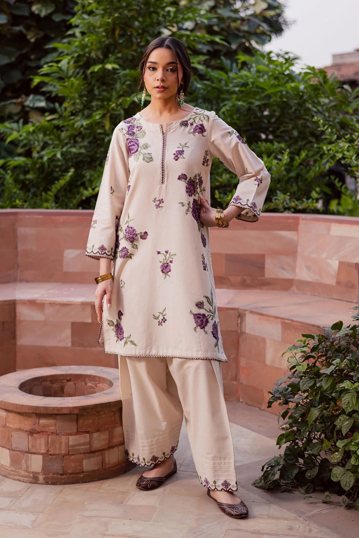 Best Selling - PURPLE NATE 2PC EMBROIDERED DRESS
