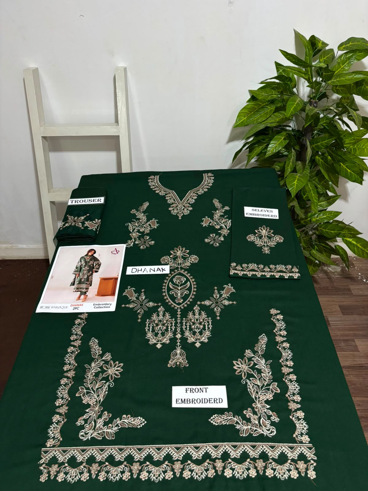 BAROQUE 2Pc DhaNak Embroider Shirt Embroider Salevs with Embroider Trouser