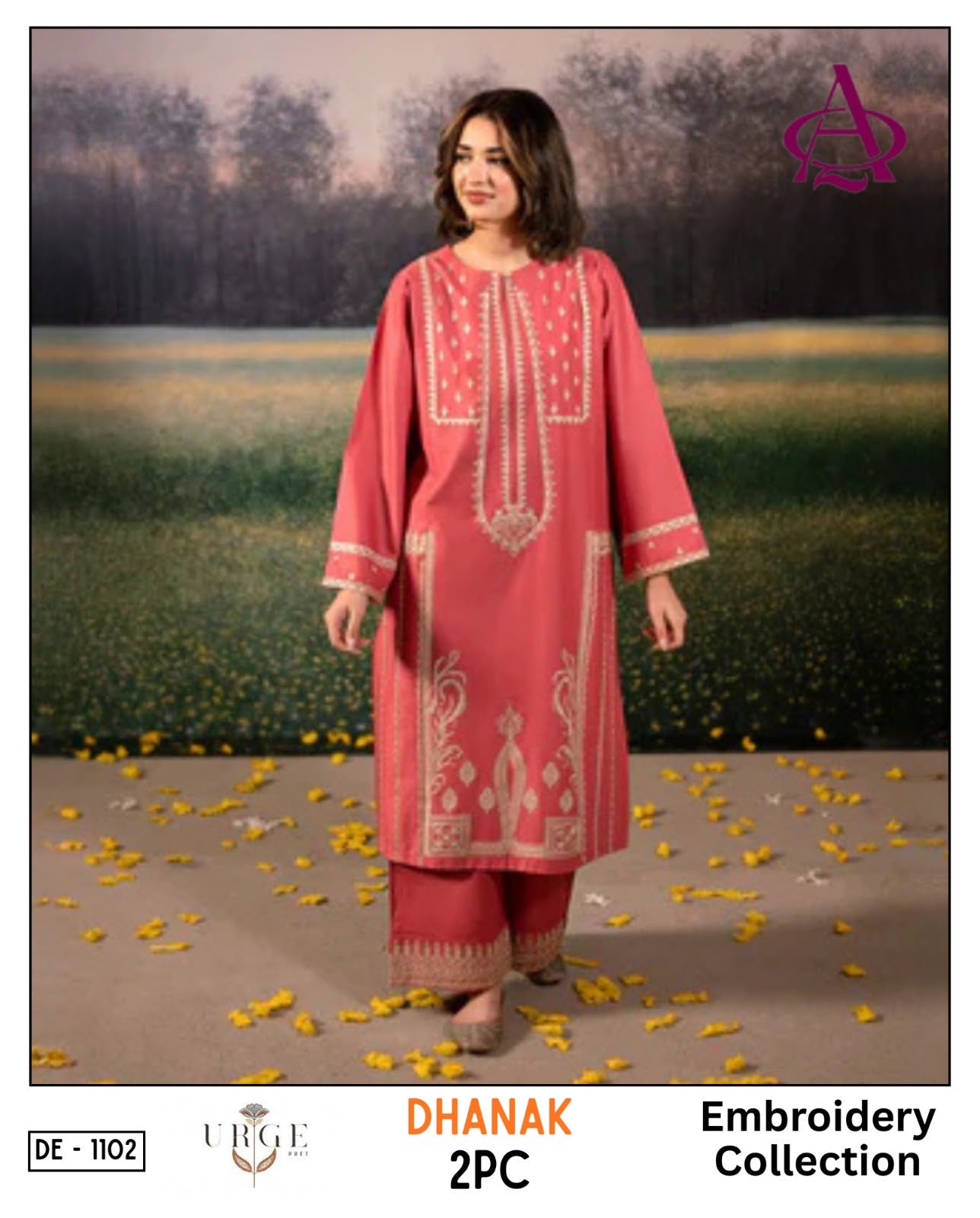 URGE DhaNak 2Pc Embroidery Shirt with Embroider Trouser
