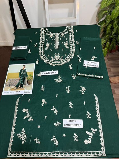 LAAM Lawn 2peace fully embroider shirt with plan trouser