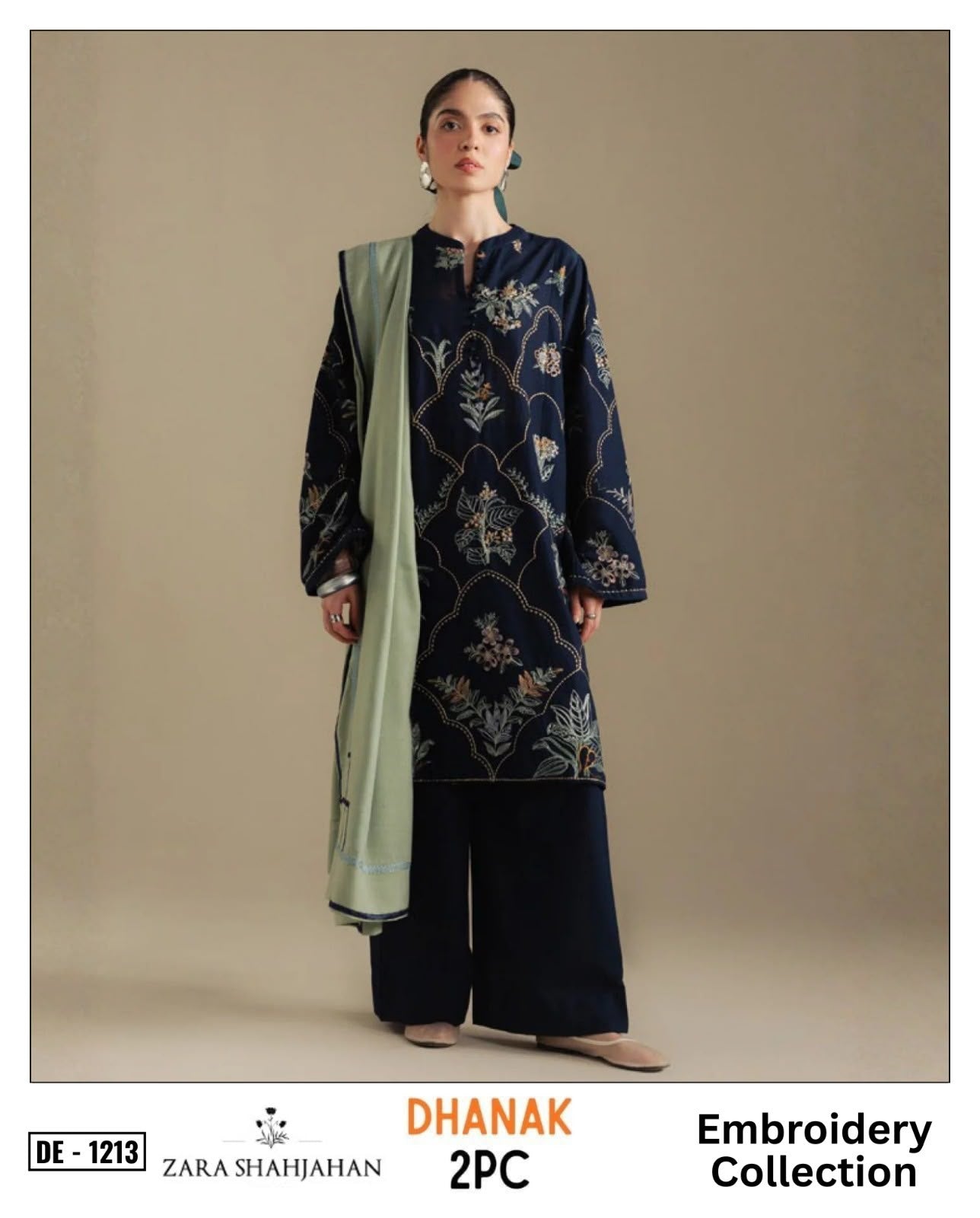 ZARA SHAHJAHAN DhaNak 2Pc Embroider Shirt with plan trouser