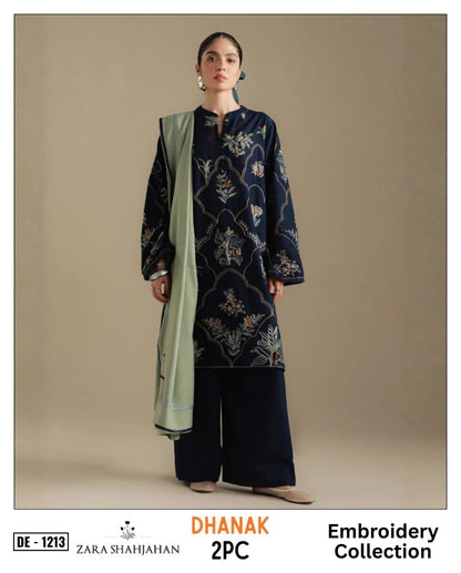 ZARA SHAHJAHAN DhaNak 2Pc Embroider Shirt with plan trouser