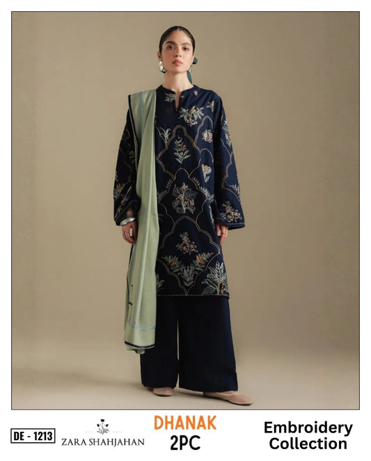 ZARA SHAHJAHAN DhaNak 2Pc Embroider Shirt with plan trouser