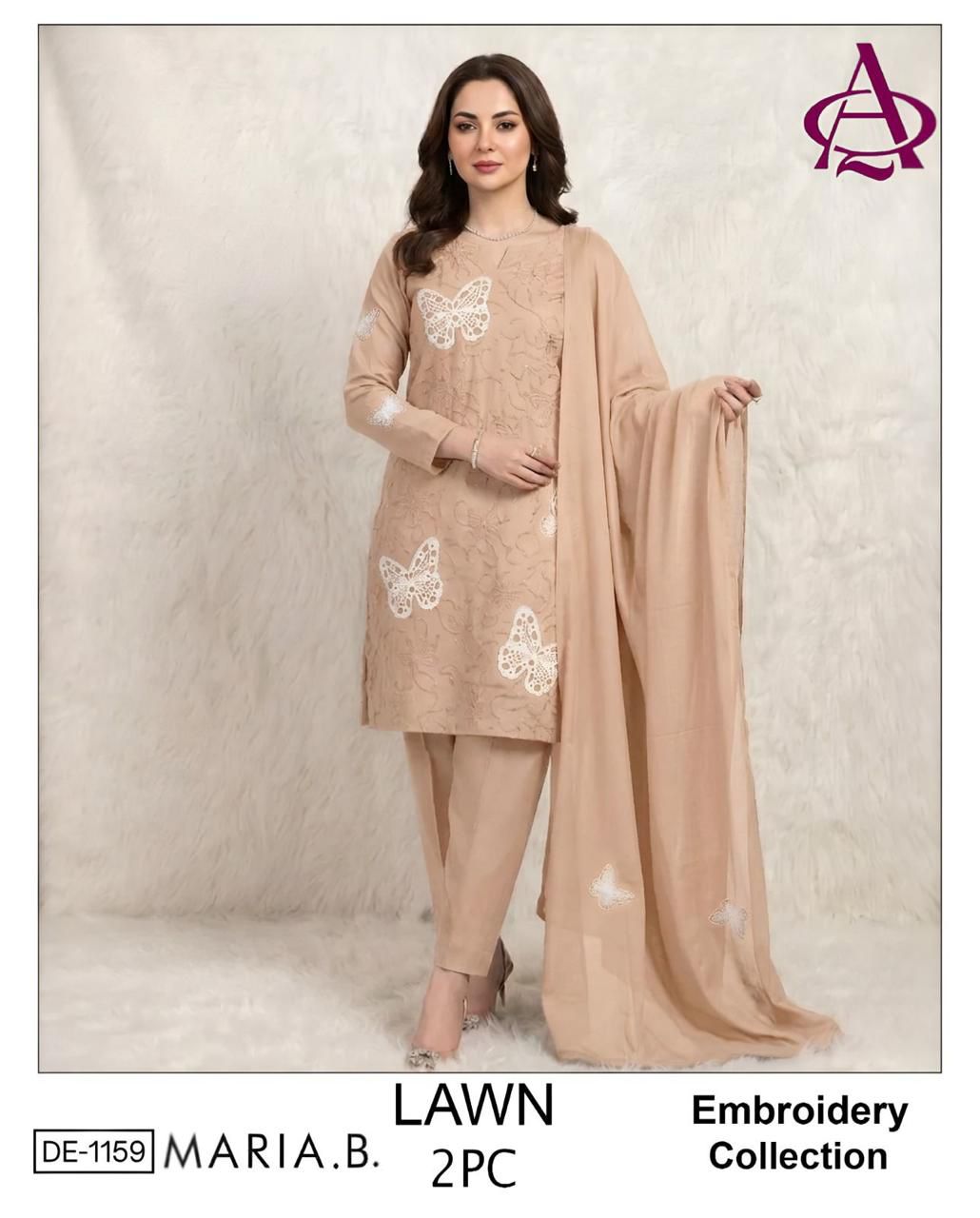 MARIA.B. Lawn 2peace fully embroider shirt with plan trouser