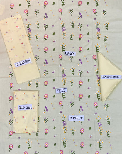 LAAM Lawn 2peace fully embroider shirt with plan trouser