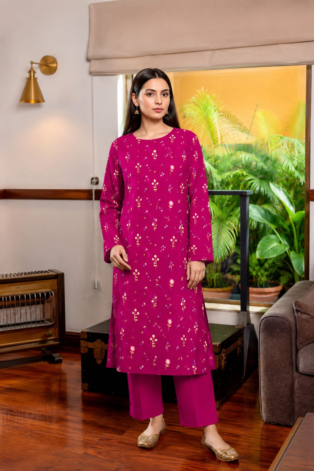 LAAM Lawn 2peace fully embroider shirt with plan trouser