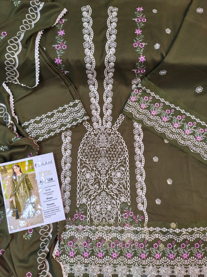 LAAM 3PC DHANAK FULL HEAVY EMBROIDER SUIT