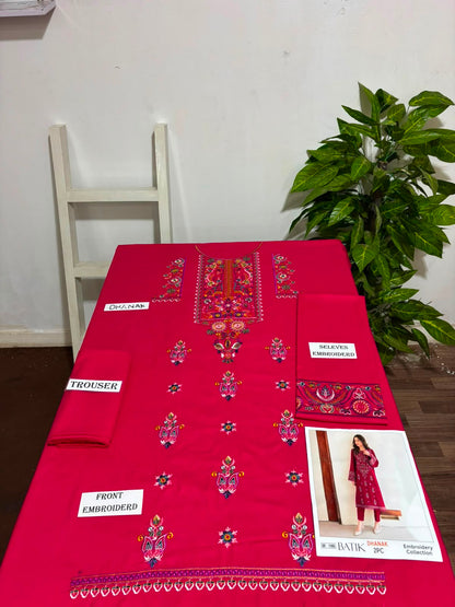 BATIK DhaNak 2Pc Embroidery shirt with plan trouser
