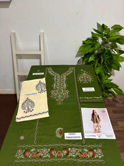 ETHNIC 2Pc DhaNak Full Embroider shirt with Embroider Trouser