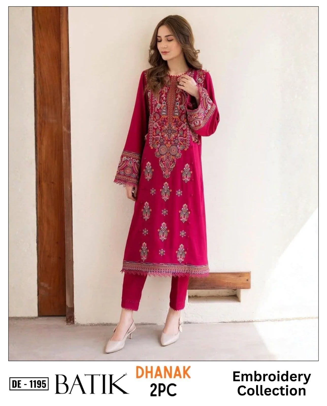BATIK DhaNak 2Pc Embroidery shirt with plan trouser