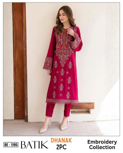 BATIK DhaNak 2Pc Embroidery shirt with plan trouser