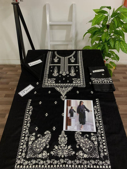 UMZY Lawn 2peace fully embroider shirt with plan trouser
