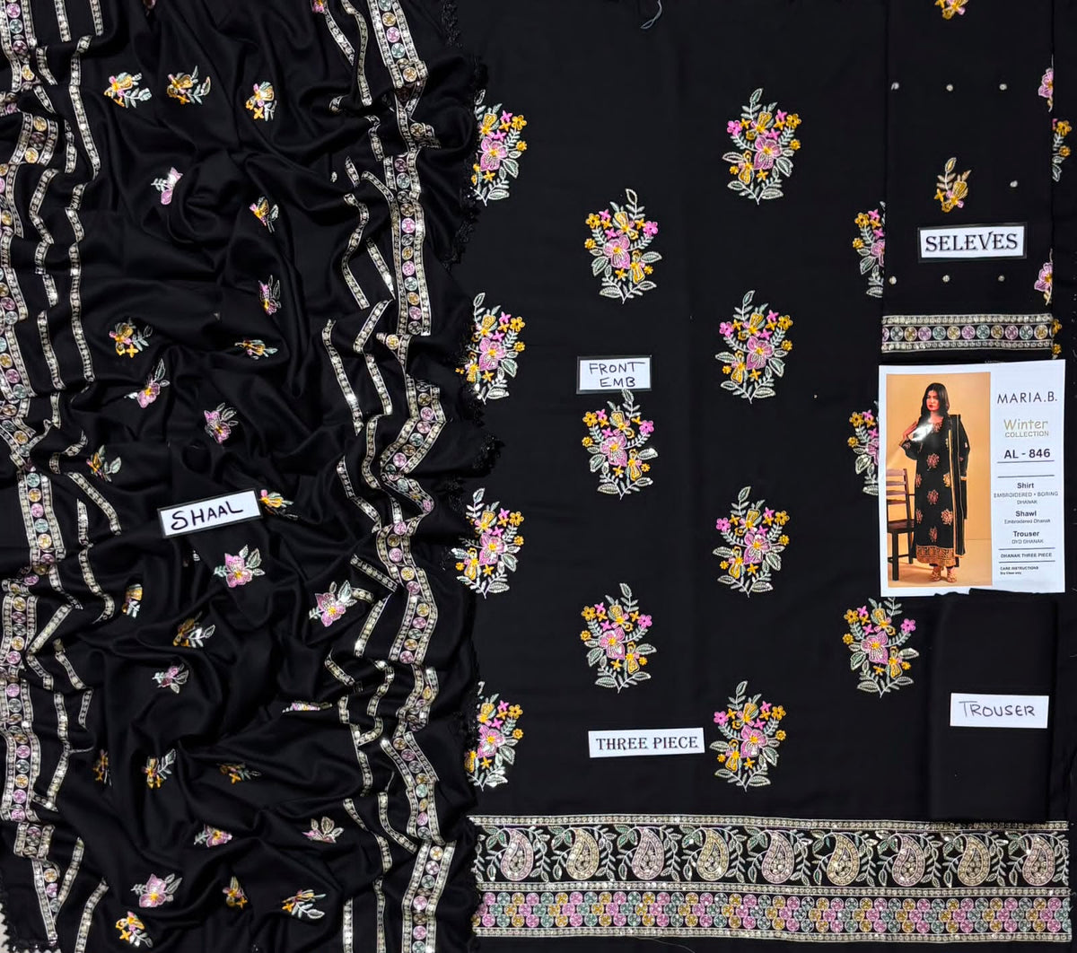 MARIA.B. 3pc winter Collection DhaNak Fabric on Available Baiba Studio Reasonable Price