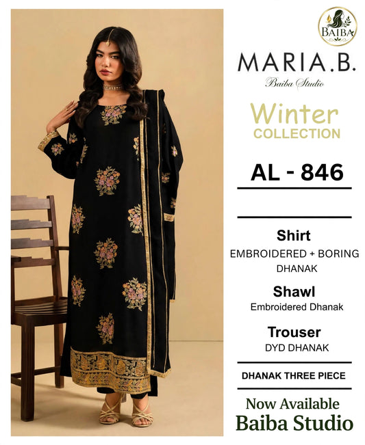 MARIA.B. 3pc winter Collection DhaNak Fabric on Available Baiba Studio Reasonable Price